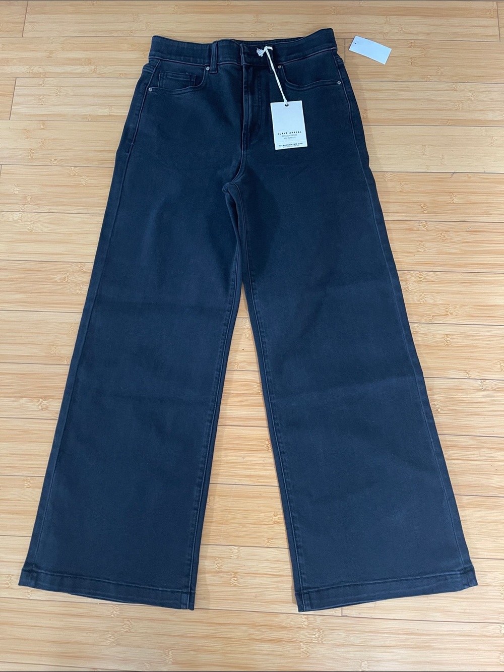 Women Ultra High Rise Black Wide-Leg Women's Jeans Curve Appeal Stretch 28 NWT